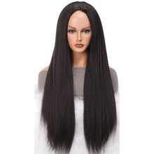 化纤假发黑色亚克力发质22.5英寸女士长发假发女士长直发化纤假发 - 黑色 - 查看 2