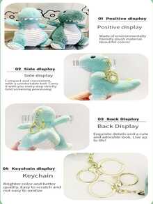 1pc Pink Dinosaur Plush Toy Keychain, Cute Car Keyring, Cartoon Doll For Backpack Decoration, Key Holder For Children, Small Gift - Pink - View 10