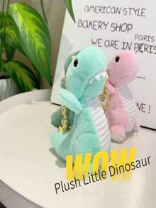 1pc Pink Dinosaur Plush Toy Keychain, Cute Car Keyring, Cartoon Doll For Backpack Decoration, Key Holder For Children, Small Gift - Pink - View 6