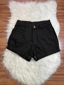 Women Denim Shorts - Black - View 3