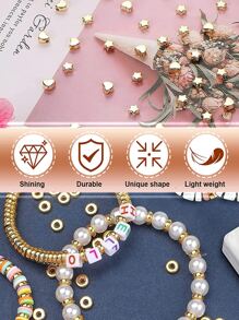 1 Hộp Bộ dụng cụ làm hạt, 500 hạt bi tròn vàng mịn, hạt bi rời dùng làm vòng tay trang sức thủ công DIY - Vàng - Xem 4