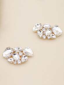 Hebilla De Cordón Desmontable Con Diseño Simétrico De Diamantes De Imitación Clásicos 2 Uds. - Plateado - Ver 2