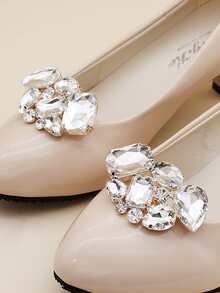 Hebilla De Cordón Desmontable Con Diseño Simétrico De Diamantes De Imitación Clásicos 2 Uds. - Plateado - Ver 6