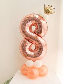 15入組/套玫瑰金數字氣球柱皇冠數字小氣球派對用品節日婚禮裝飾氣球 - 玫瑰金 - 查看 9