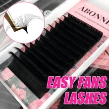 LAKANAKU Abonnie 12Rows 12mm Abonnie C/D/CC Matte Black Cashmere Easy Fanning Eyelash Extensions Soft Easy Fans Volume Lashes Extensionlash Clusters,Eyelash Clusters,Individual Eyelashes,Lashes,Fake Lashes