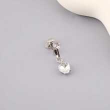 1入組時尚未穿孔肚臍釘狀首飾假肚臍環心形肚臍環適合女士,派對,度假,日常穿著 - 白色 - 查看 5