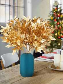 1個人工秋季金色葉子聖誕裝飾品,非常適用於裝飾花盆、花瓶、花園、婚禮和聖誕節裝飾 - 金色 - 查看 7