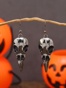 1 đôi Halloween Vintage Sáng Tạo Hình Con Quạ Ngộ Nghĩnh Thiết Kế Bông Tai, Đơn Giản & Phong Cách Tòn Ten Bông Tai - Màu Bạc Cổ - Xem 4
