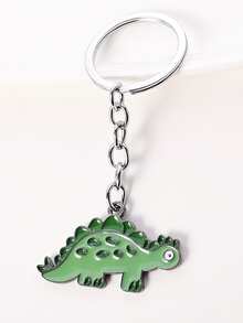1款金屬可愛的卡通恐龍鑰匙鍊飾品動物吊墜鑰匙圈珠寶禮物 - 軍綠色 - 查看 2