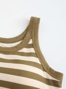 Women's Striped Padded Bra And Camisole All-in-one Vest Tops For Spring And Summer - Green - View 3