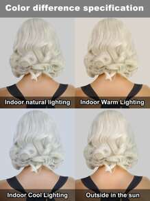 1pc 13 X 3 Inch Lace Front Short Curly Synthetic Wig & 1pc Wig Cap - Gold - View 8