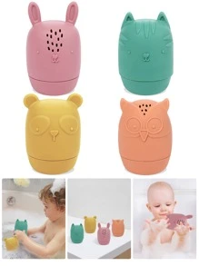 无霉硅胶沐浴玩具，适合6-12个月婴儿沐浴玩具，1-3岁幼儿，婴儿浴缸玩具，水上玩具，泳池玩具礼物