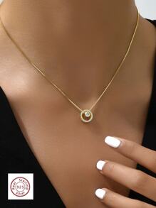 1件个性化时尚925银镶嵌立方氧化锆锁骨链项链，女士日常佩戴及节日装饰礼品