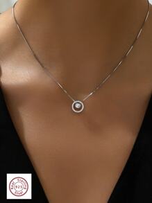 1件个性化时尚925银镶嵌立方氧化锆锁骨链项链，女士日常佩戴及节日装饰礼品