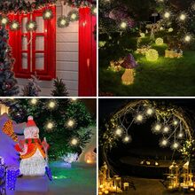 1入組或者4入組仙女細繩聖誕彩燈,120 Led8種模式可調光細繩仙女帶遙控器,防水銅綫裝飾懸掛適用於聖誕裝飾用品(濃烈香調白色) - 黃色 - 查看 8