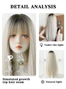 7JHH WIGS Tóc giả dài thẳng màu xám ombre tuyệt đẹp 24 inch cho phụ nữ, tóc giả tổng hợp mềm mại có mái, tóc chân tóc sẫm màu, phụ kiện tóc giả bằng sợi tổng hợp mềm mại tự nhiên chịu nhiệt, tóc giả đẹp hoàn toàn bằng máy cho bé gái, trang phục dự tiệc lễ hội âm nhạc, trang phục hóa trang Halloween, hoạt hình hoặc trang phục - Nhiều màu - Xem 9