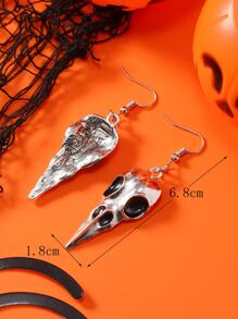1 đôi Halloween Vintage Sáng Tạo Hình Con Quạ Ngộ Nghĩnh Thiết Kế Bông Tai, Đơn Giản & Phong Cách Tòn Ten Bông Tai - Màu Bạc Cổ - Xem 5