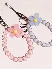 Blue Korean Style Beaded Flower Decoration Phone Lanyard Hand Strap Bag Accessory Keychain Bag Accessories Gift Gift Accessories Decor For Teen Girls Women College Students Rookies & White-Collar Workers Key Chain Charms Key Lanyard Wristlet Keychain