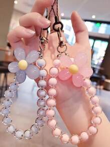 Blue Korean Style Beaded Flower Decoration Phone Lanyard Hand Strap Bag Accessory Keychain Bag Accessories Gift Gift Accessories Decor For Teen Girls Women College Students Rookies & White-Collar Workers Key Chain Charms Key Lanyard Wristlet Keychain