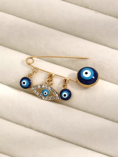 1 st. Små & Unik Kopparlegering Det onda ögat Formad Broscher Med 18K Guld Plätering , Lämplig För Dagligt slitage För kvinnor