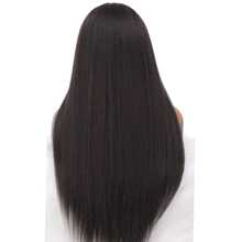 化纤假发黑色亚克力发质22.5英寸女士长发假发女士长直发化纤假发 - 黑色 - 查看 3