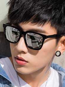 1 件蓝色时尚眼镜沙滩配饰眼镜墨镜街头风格，适合毛衣夹克运动衫连帽衫皮裤和工装裤，适合夏季海滩度假、户外、旅行 - 銀色 - 查看 1