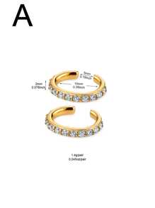 1 đôi Sang trọng Vàng lấp đầy Đầy màu sắc Khối Zirconia  Dangle Bộ bông tai Đối với phụ nữ Thời trang Buổi tiệc Đồ trang sức - Vàng - Xem 7