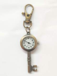 Small Vintage Pocket Watch, Antique Brass Dreamy Key Quartz Pocket Watch, Retro Thin Chain Quartz Pocket Watch