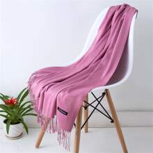 1 件 190*70 厘米经典纯色防风围巾 120 克，适合户外活动、空调房、男女通用轻质披肩，保暖，超大围巾冬季秋季 - 藕粉色 - 查看 1