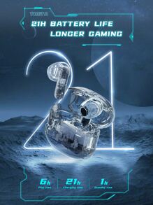 langsdom True Wireless 5.3 Earphones, Enc Call Noise Reduction Half In-ear Gaming Music Dual-mode - White - View 8