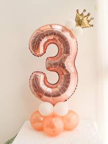 15入組/套玫瑰金數字氣球柱皇冠數字小氣球派對用品節日婚禮裝飾氣球 - 玫瑰金 - 查看 4