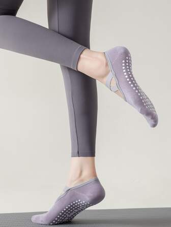 1對專業瑜珈襪帶減震,防滑,耐磨,透氣,吸汗和親膚功能,紫色