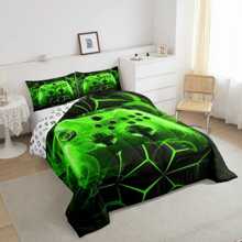 Game Themed Bedding Set, Video Game Player Comfortable Breathable Duvet Cover Set With Modern Gamepad Design, Single Size Room Decor - Little Monsters - View 3