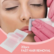 10 件/包（20 条）小号 WAXKISS 脱毛蜡条，面部蜡条，适用于胡须、眉毛等，低过敏原，适合所有皮肤类型，家庭脱毛，芦荟、玫瑰、蜂蜜香味 - 粉色 - 查看 2