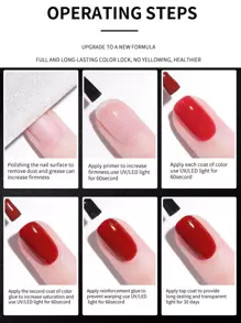 1pc 7Ml Pink Color Gel Nail Polish Neon Gel Varnish Semi Permanent Nail Art Uv/Led Soak Off Gel Varnish, For Home Salon Nail Art Diy - 淺粉色 - 查看 5