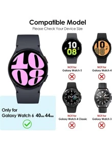 6入組男女式拼色時尚休閒pc防摔空心智慧手錶保護殼和屏幕保護器鋼化膜,適用於三星galaxy Watch Case 40mm/44mm,適用於三星galaxy Watch 6,智慧手錶保護殼配件 - 彩色 - 查看 8