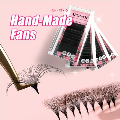 LAKANAKU Abonnie 12Rows Mix(8-15) Abonnie C/D/CC Matte Black Cashmere Easy Fanning Eyelash Extensions Soft Easy Fans Volume Lashes Extension Lash Clusters, Eyelash Clusters, Individual Eyelashes, Lashes, Fake Lashes
