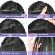 48 Inches Tinsel Hair Extension 1600 Strands 8 Mixed Colors Hair Extension Tinsel Glitter Hair Extensions For Women Hair Accessories For Christmas New Year Halloween Cosplay Party Carnival Music Festival - Red - View 9