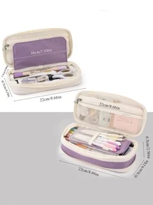 1pc Multi-layer Pencil Case - Purple - View 6