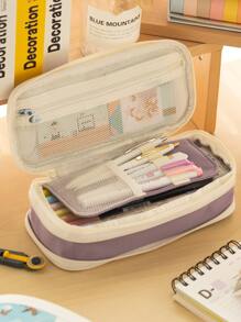 1pc Multi-layer Pencil Case - Purple - View 2