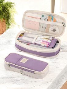 1pc Multi-layer Pencil Case - Purple - View 3