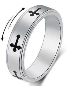 Classical Simple Plain Fidget Ring Anxiety Rings For Men Women,stainless Steel Silver Cross Wedding Band,spinner Ring Stress Relieving 6mm Ring For Anxiety, Silver Size 6 To 10 - Silver - View 1