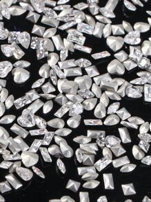 1袋100顆迷你尖底鑽石指甲藝術裝飾，超閃亮發光的DIY指甲裝飾鑽石，指甲裝飾必備 - 無色 - 查看 3