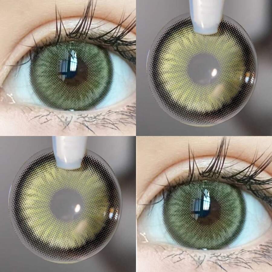 EYESHARE 1 Pasang Lensa Kontak Berwarna Sekali Pakai, 14.5mm, Desain Rhinestone, Cocok Untuk Riasan Mata, Kostum Halloween Dan Cosplay