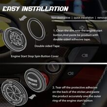 1入組汽車內部引擎啟動/停止按鈕保護蓋自動點火鑰匙開關環形貼紙裝飾蓋內飾配件 - 深灰色 - 查看 5