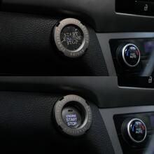 1入組汽車內部引擎啟動/停止按鈕保護蓋自動點火鑰匙開關環形貼紙裝飾蓋內飾配件 - 深灰色 - 查看 6