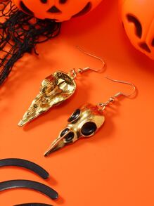 1 đôi Halloween Vintage Sáng Tạo Hình Con Quạ Ngộ Nghĩnh Thiết Kế Bông Tai, Đơn Giản & Phong Cách Tòn Ten Bông Tai - Màu Bạc Cổ - Xem 9