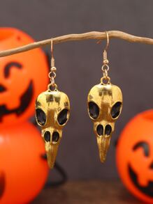 1 đôi Halloween Vintage Sáng Tạo Hình Con Quạ Ngộ Nghĩnh Thiết Kế Bông Tai, Đơn Giản & Phong Cách Tòn Ten Bông Tai - Màu Bạc Cổ - Xem 3