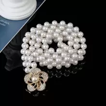Eleganter 1 Stück Damen modischer elastischer & Kunstperlen dünner Taillengürtel mit goldfarbener Rose Kristall Schnalle für den täglichen Gebrauch, Sommer, Schule