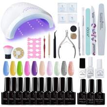 Kit De Uñas De Gel Con Lámpara Uv Led, Conjunto Completo De Herramientas Para Principiantes - Verde militar - Ver 1